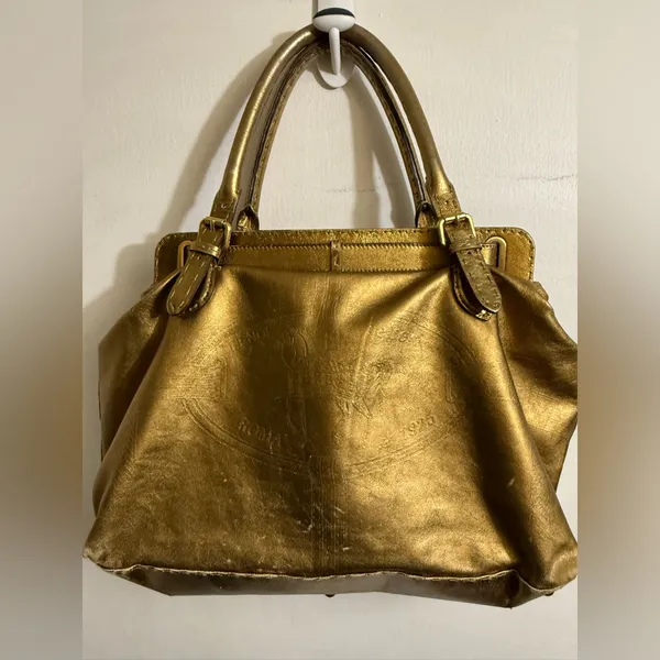 Fendi Gold Leather Selleria Villa Borghese‎ Satchel Shoulder Bag - Image 2