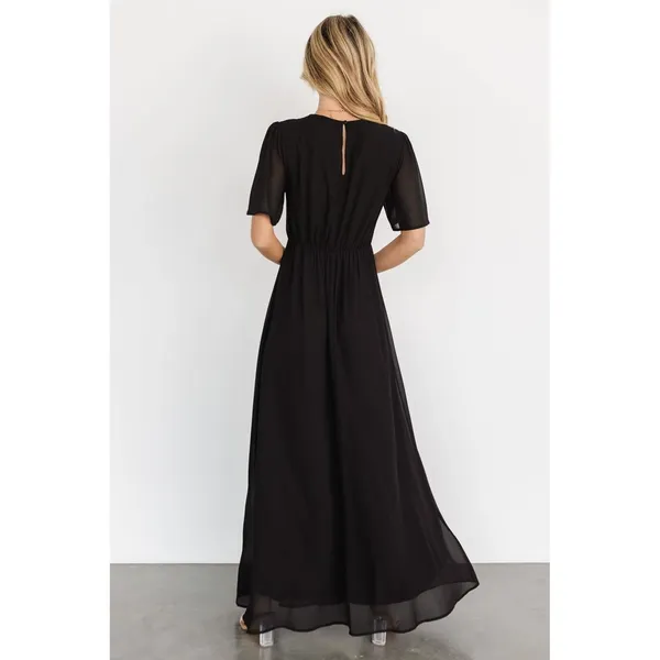 Baltic Born NWOT‎ Esti Black Maxi Dress V Neck Short Sleeve Cocktail Large - Image 3