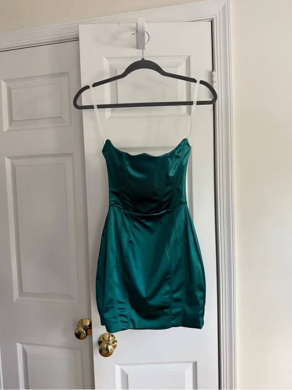NWT Superdown Revolve Teal Satin Corset Mini Dress XS Homecoming Semi Formal - Image 10
