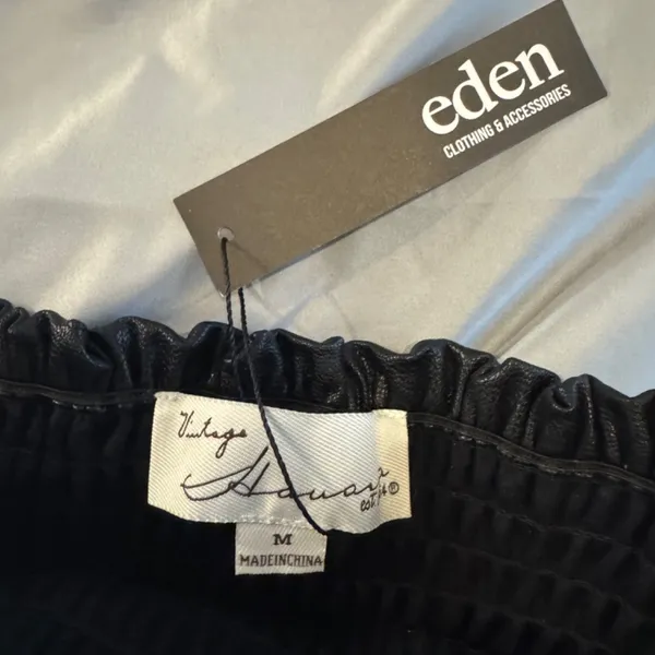 NWT Faux Leather Smocked Tube Top - Image 5