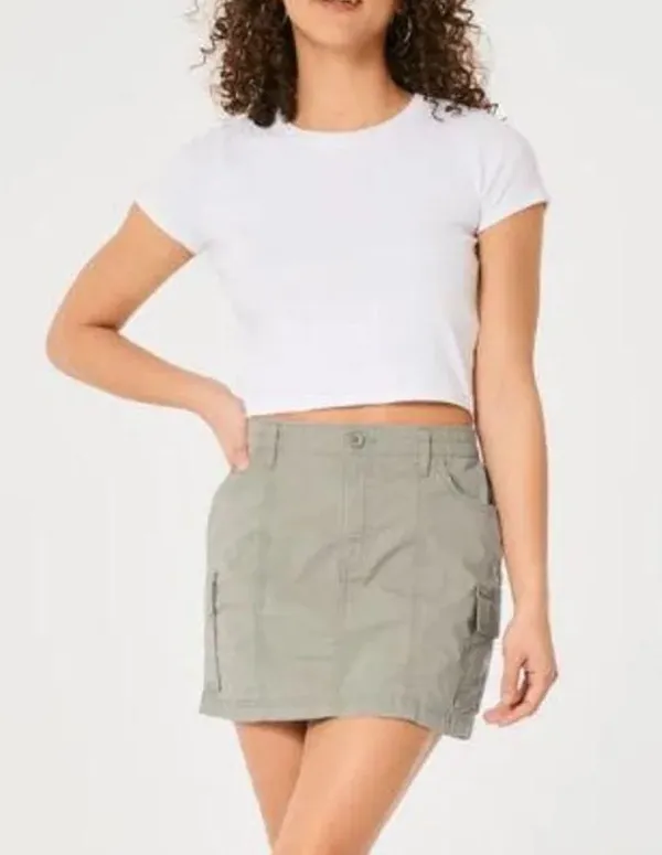 NWT Hollister Green Cargo Utility High Rise Mini Skirt Size L - Image 2