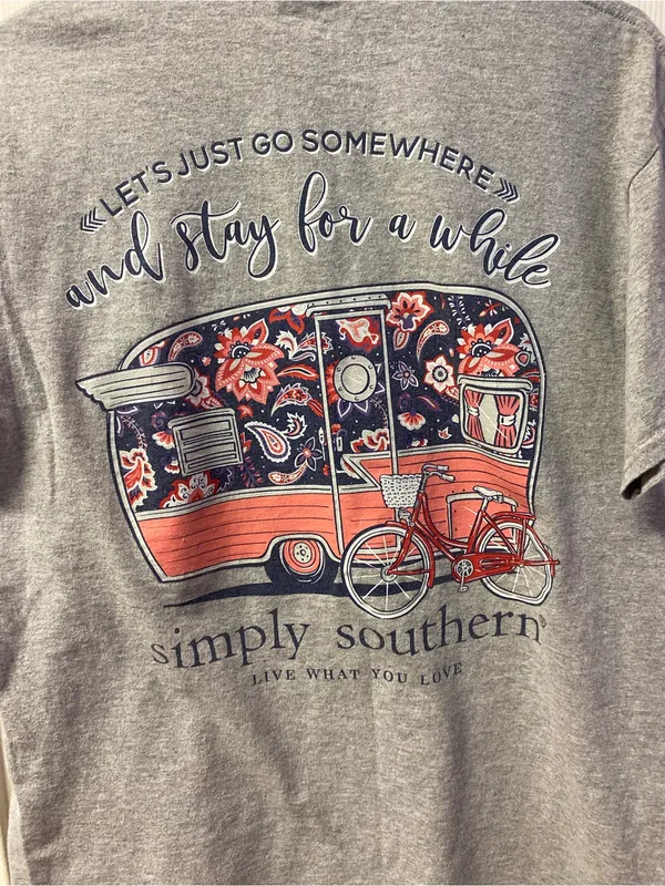 Simply Southern Heather Gray Short Sleeve Tee with Navy Logo - Image 4