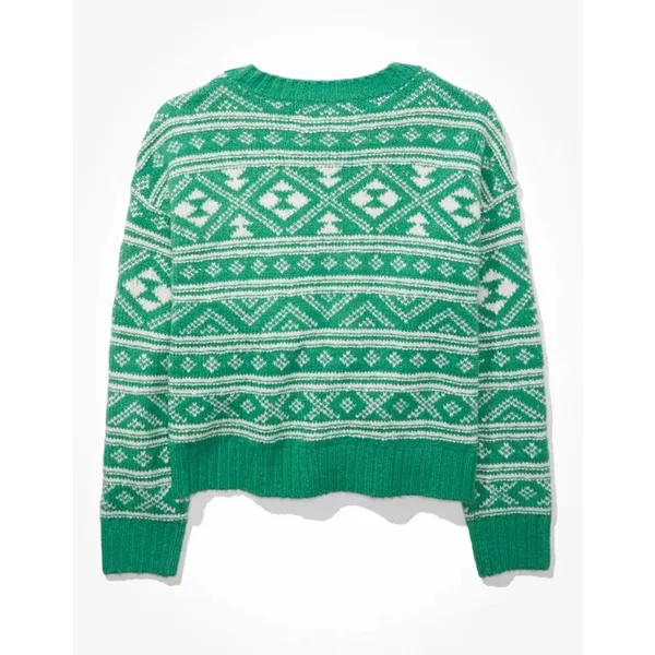American Eagle | Green Fair Isle Snowdrift Sweater | Medium - Image 5