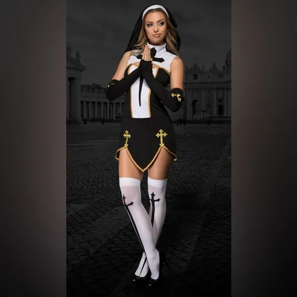 NEW Music Legs Bad Habit Naughty Nun Costume Size S/M - Image 8