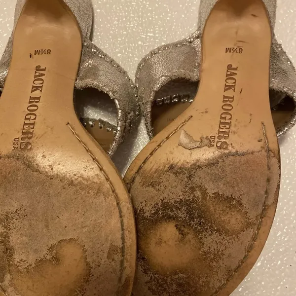 Jack Rogers Silver Sandals with Medallion Detail - Image 3