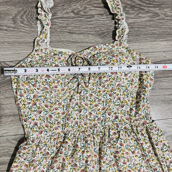 AUW L Green Floral Smocked Tie-Front Ruffle Strap Slit Midi‎ Dress Padded Bra - Image 10