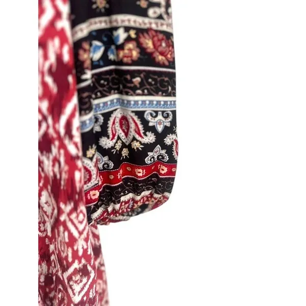 Entro‎ Flowy Shift Mini Dress Size Small Red Geometric Hippie Boho Artsy Retro - Image 3
