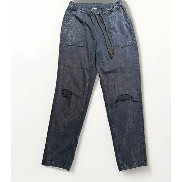 Aerie Acid Washed Joggers Distressed Charcoal w/ drawstring, Small NWOT (E9) - Image 2