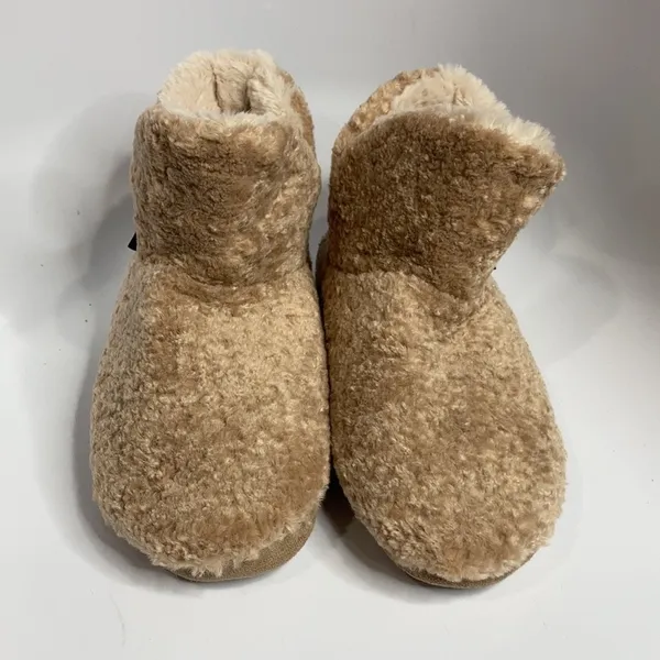Joules fuzzy slippers‎ size 9/10 Tan - Image 2