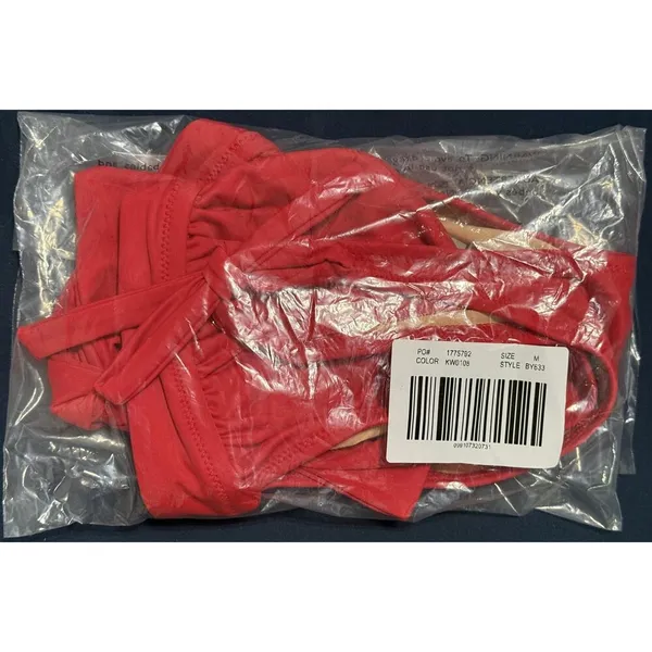 NEW J. Crew DD Halter Tie-Back Bikini Top With Mesh BY633 Bright Cerise Red Sz M - Image 11