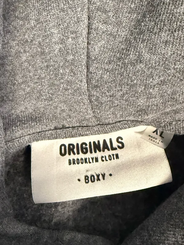 Brooklyn Cloth Boxy Originals Heavyweight Reverse Seam Hoodie Sweatshirt Grey XL - Image 5