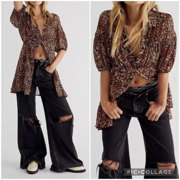 Free People Bonnie Boho Floral Print Mini Dress, EUC, Size Medium, MSRP $148 - Image 2