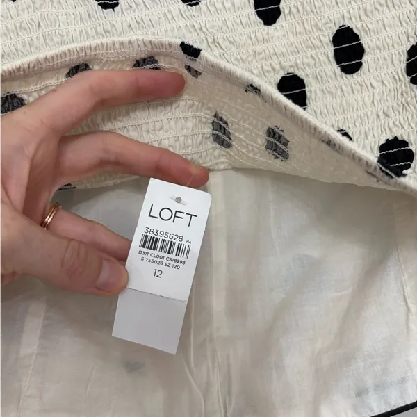 NEW LOFT Dotted Ruched Strapless Top in Whisper White - Size 12 - Image 6