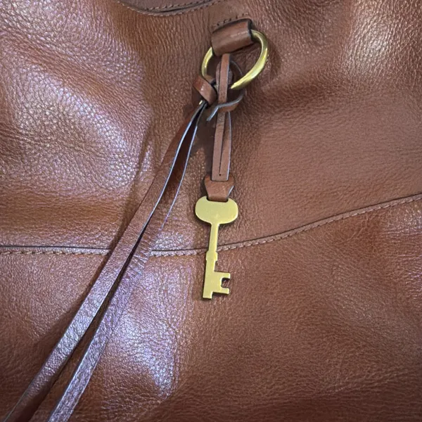 Fossil Ada Bucket Bag purse leather brown keys shoulder bohemian cottagecore - Image 11
