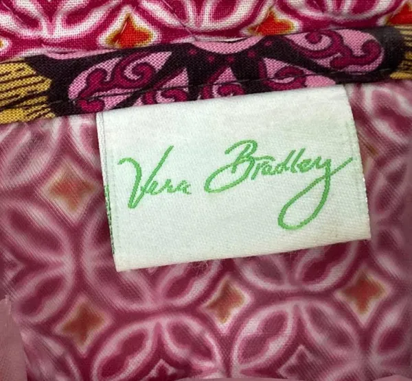 Vera Bradley Lunch Bag Foldover Floral Print Quilted Lunchbox Burgundy Pink - Image 6