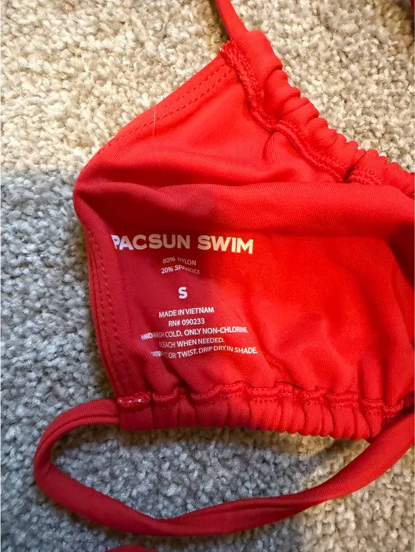 PacSun Swim Red/Orange Scrunch Bikini Set - Image 6