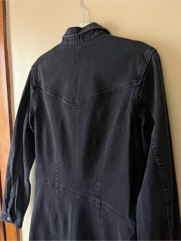 GAP Black Denim Button-Front Shirt Jacket Dress - Image 8