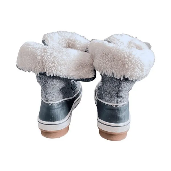 Time And Tru‎ Womens Size 6 Gray Snow Boots High Top Foldable Faux Fur - Image 6