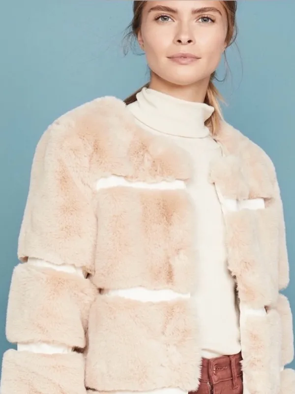 Anthropologie Keepsake the Label Ariel Faux Fur Coat Jacket in Crème Sz Med - Image 12