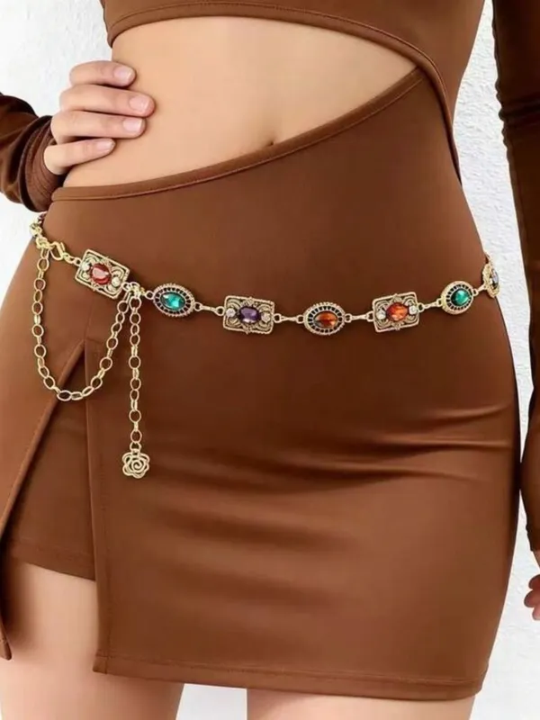 👑👑👑BOGOHO👑👑👑Gold or Silver Multi-Stone Chain Waist Belt - Women Accessories - Image 2