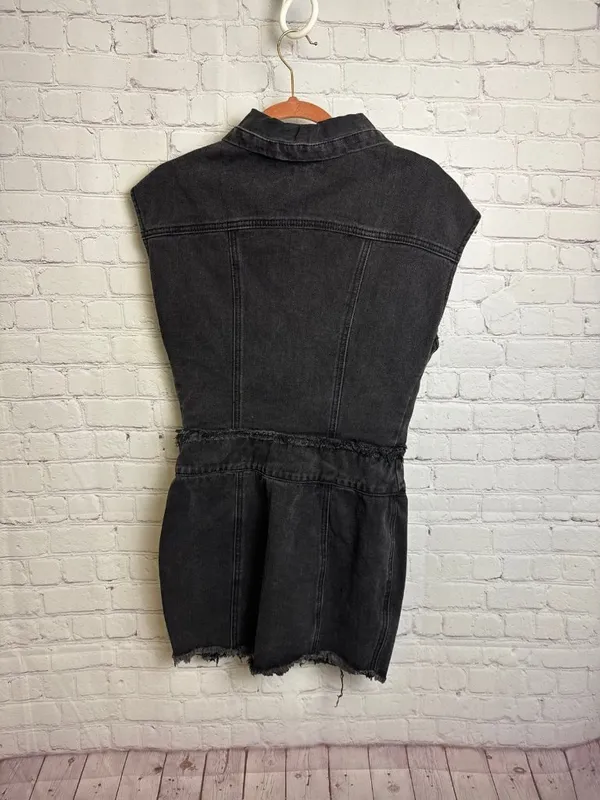 Pretty little thing petite black Jean dress new retro moto festival grunge punk - Image 6