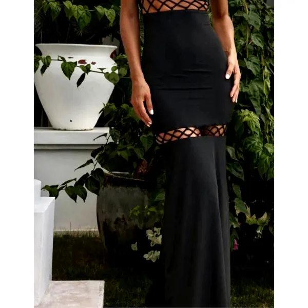 Runaway The Label Mae Partially See Through Maxi Dress Black S - Image 3
