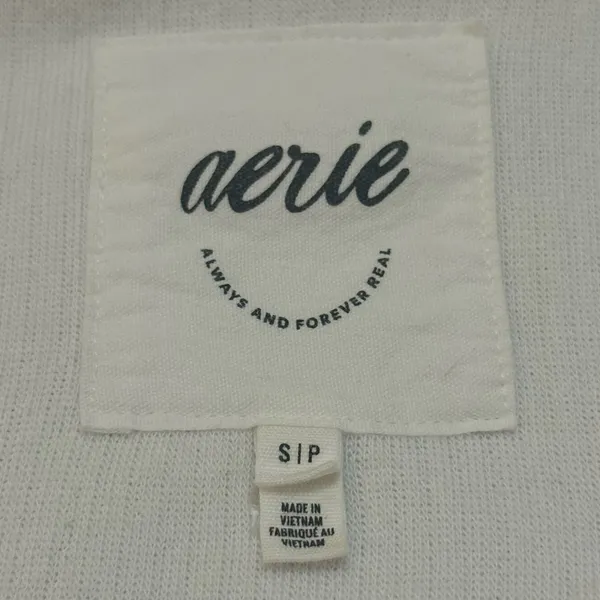 Aerie open collared white ribbed crop t-shirt women’s size small - Image 6