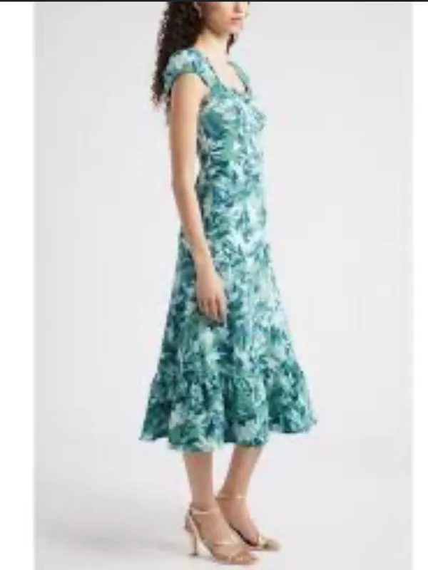 NWT Chelsea28 Green Sweetheart Neckline Cap Sleeve Midi Dress Size Small - Image 4