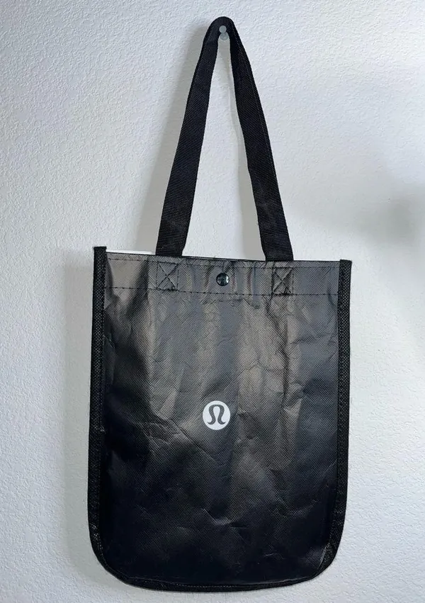 Lululemon Shopping Tote Reusable Bag Black & White Small 11.5" Tall x 9" Wide - Image 7
