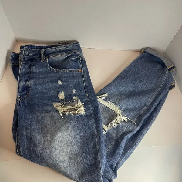 American Eagle Outfitters Tomgirl Ripped Blue Skinny Jeans - Image 11