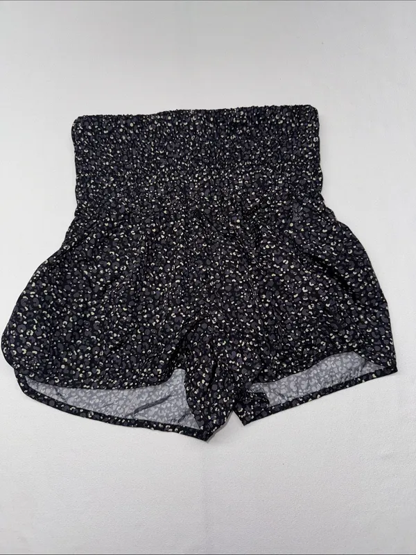 FP Movement by Free People Black Floral Smocked High-Waist Shorts - Image 2