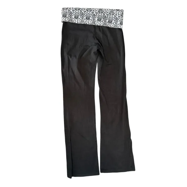Vintage‎ Y2K PINK Foldover Yoga Pants Black Flare Bling Bedazzled Logo Size S - Image 8