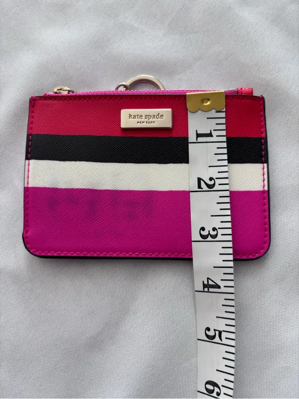 Kate Spade New York Multicolor Stripe Saffiano Leather Card Holder Wallet Pouch - Image 9