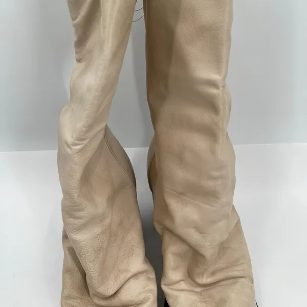 FREE PEOPLE Elle Boots Size 10 NEW Slouchy Leather Block Heel NWT/Box Beige Boho - Image 16