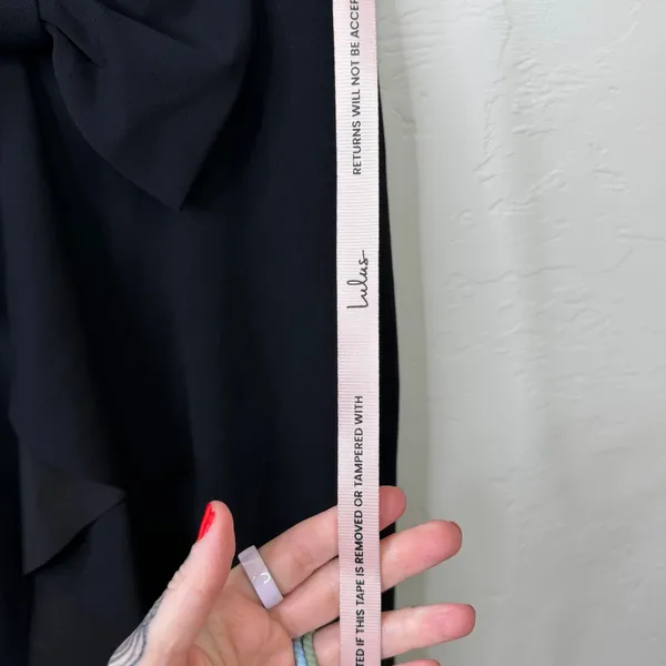 NEW Lulus Exquisite Refinement Black Backless Bow Ruffled Maxi Dress Small - Image 10