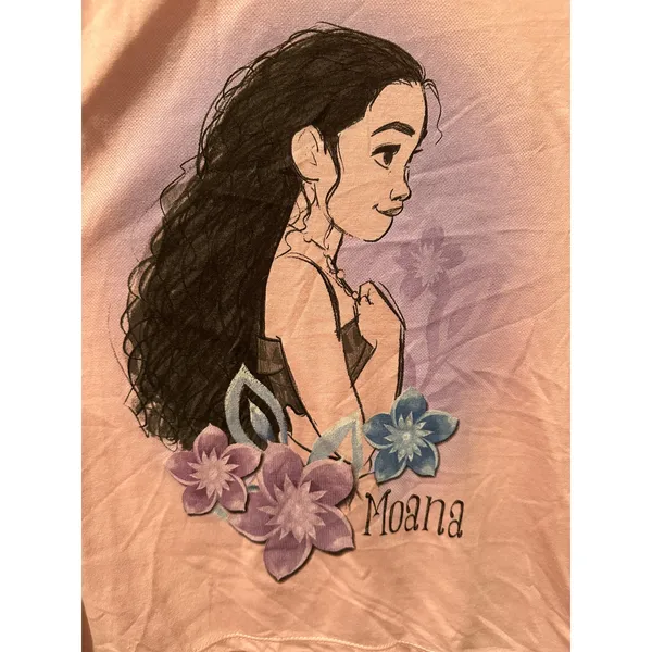 NWOT Disney Moana Sketch Side Profile Pink soft Women Tee Sz M - Image 2