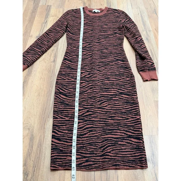 Express x Negin Mirsalehi Zebra Print Knit Midi Dress Brown Black S - Image 5