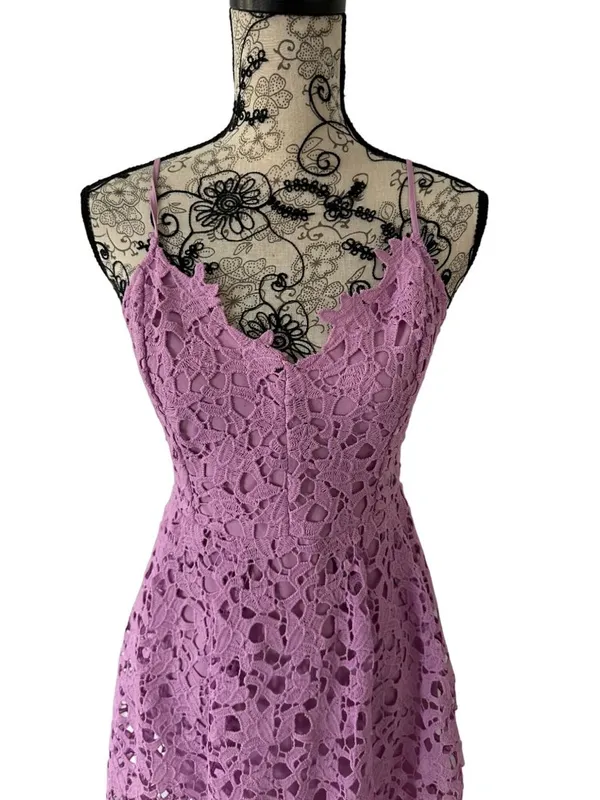 ASTR THE LABEL Purple Lace A Line Midi Dress Sz X Small - Image 3