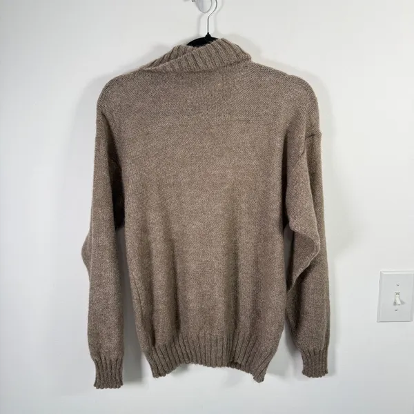 Umberto Severi Turtleneck Sweater Brown Cable Knit Mohair Italian Vtg Womens Med - Image 7