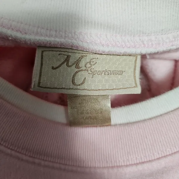 Vintage M&C Sportswear Pink Embroidered Cat Mockneck Sweatshirt Size Large - Image 6
