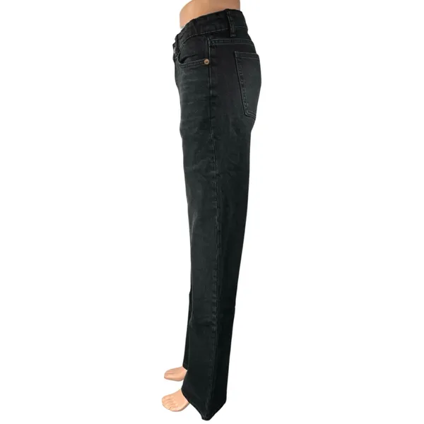 Zara Women's Black Mid Rise Relaxed Fit Stretch Casual Straight Denim Jeans Sz 6 - Image 2