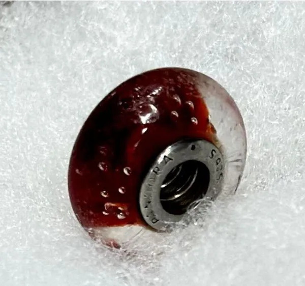 Pandora Vintage Red Fizzle Effervescence Murano Glass Authentic Charm Bead - Image 2
