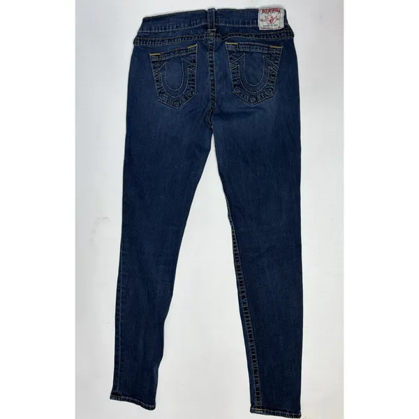 True Religion Y2K Women Dark Wash Skinny Jeans Low Rise Horseshoe Logo Size 30 - Image 3