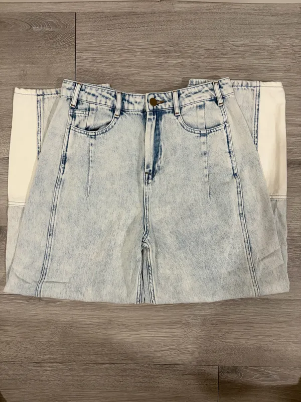 Miou Muse Color Combo Barrel Jeans in Blue - Image 5