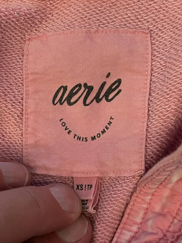 Aerie Shirt Womens XS Pink Terry Button Up Collared Long Sleeve Pocket Top - Image 9