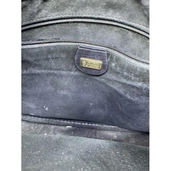 gucci vintage shoulder black leather cross body ba - Image 12