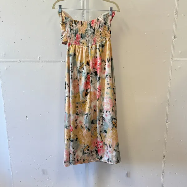 Hello Molly Scenic Drives Midi Dress‎ Floral Twist Front Smocked US 10 Satin - Image 3