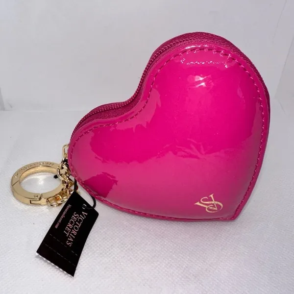 NWT Victoria’s Secret Hot Pink Shine Heart Coin Pouch Keychain 💖 - Image 3