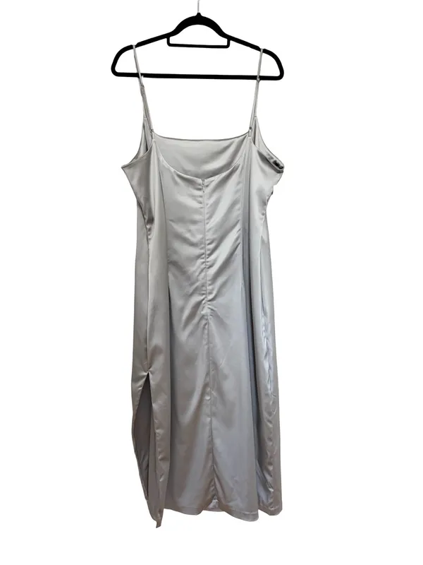 NEW Abercrombie Formal Satin Stretch Column Midi Dress in Silver - Size XL Tall - Image 4