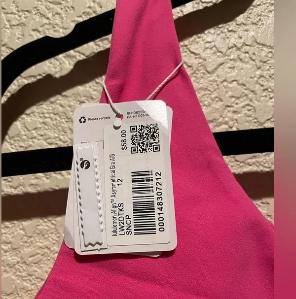 NWT Lululemon Align Asymmetrical Sports Bra Sonic Pink Color Size 12 A/B - Image 7